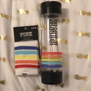PINK bundle (socks and water bottle) new